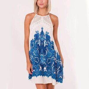 FREE PEOPLE Paisley Print SHEA Crochet Trim Dress Size XS